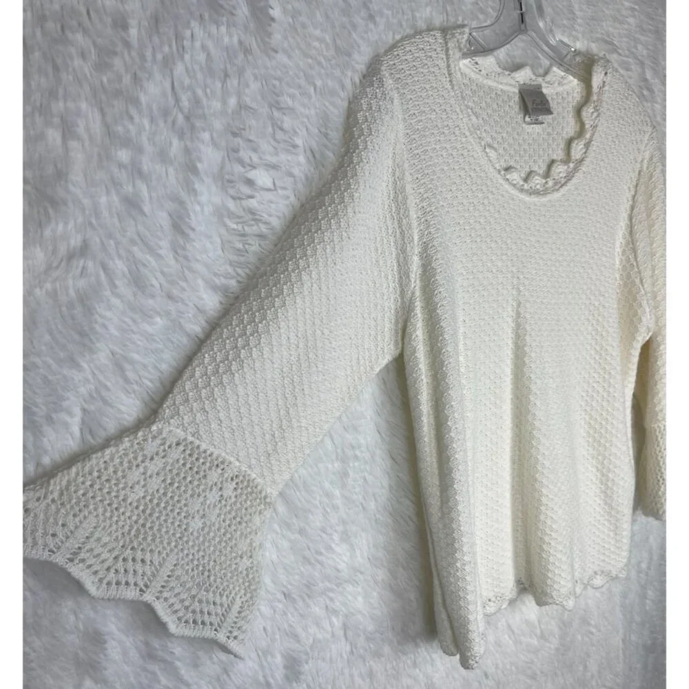 Fiorlini Women's Large Ivory Open Knit Sweater